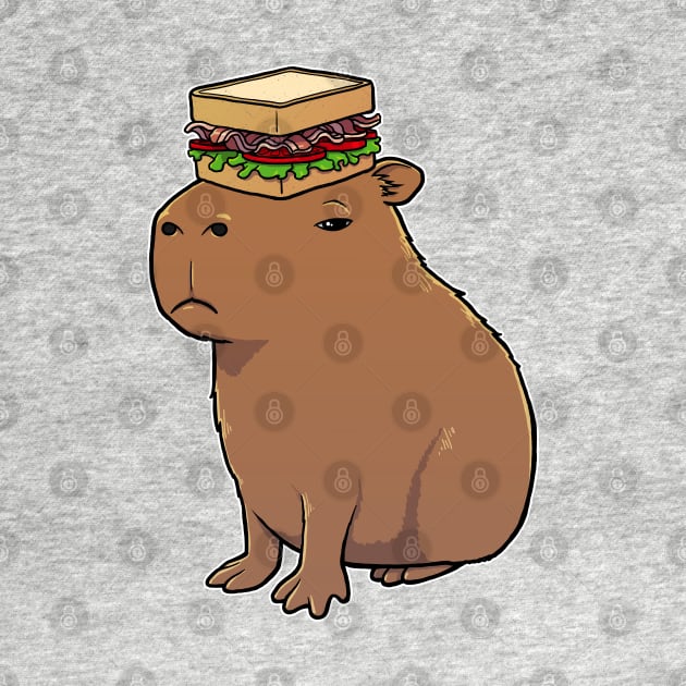 Capybara with a BLT Sandwich on its head by capydays